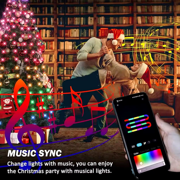 Гірлянда роса 2 м 200Led USB Bluetooth пульт дистанційного керування RGB прозорий ПВХ - Фото 4 Гірлянда роса 2 м 200Led USB Bluetooth пульт дистанційного керування RGB прозорий ПВХ - зображення 4