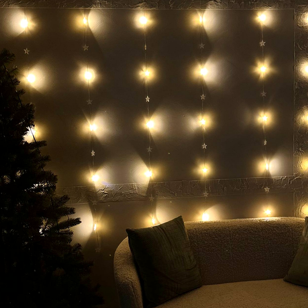 Гірлянда зореспад 3 м 120 Led Теплий 220V Штора 1.8 м - зображення 4