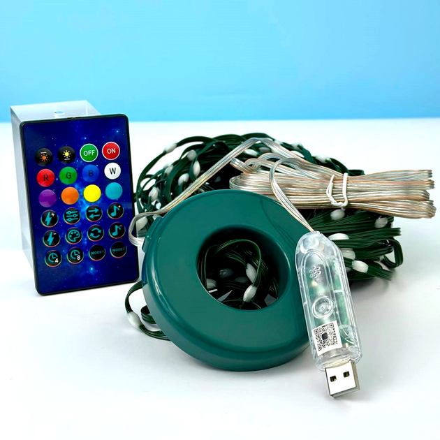 Гірлянда роса 2 м 200Led USB Bluetooth пульт дистанційного керування RGB прозорий ПВХ - Фото 7 Гірлянда роса 2 м 200Led USB Bluetooth пульт дистанційного керування RGB прозорий ПВХ - зображення 7
