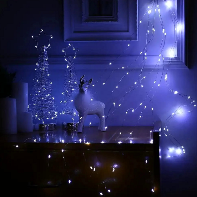 Гірлянда 400 LED 2m 20 pcs USB для прикрашання Кінський хвіст білий - зображення 7