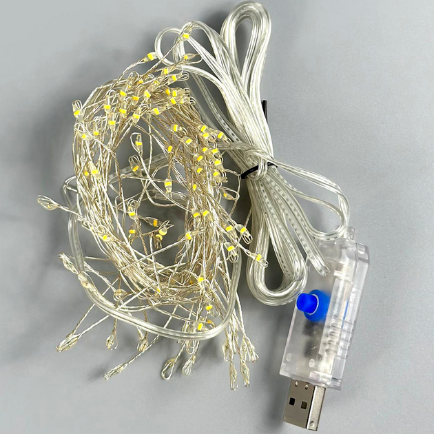 Гірлянда 100LED 3m 8 режимів із пультом від USB Теплий - зображення 4