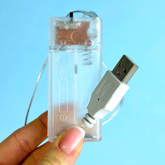 Гірлянда 50 Led 5m на мідному дроті від батарейок і USB різнобарвна крапля роси - зображення 2