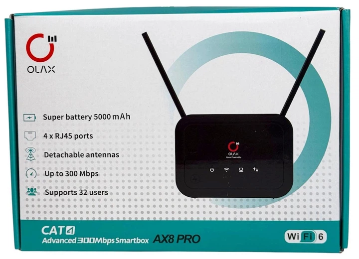 Роутер 4G Олакс OLAX AX8 Pro LTE Wi-Fi 6 с сим-картой аккумулятором 5000 мА·ч и 4 сетевыми портами - изображение 11
