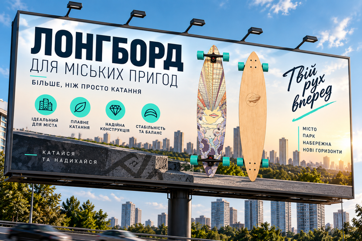Лонгборд-крузер Cloudride Cruiser 78 для вуличного серфінгу 110×25 см — міський лонгборд для круїзингу - Фото 6 Лонгборд-крузер Cloudride Cruiser 78 для вуличного серфінгу 110×25 см — міський лонгборд для круїзингу - зображення 6