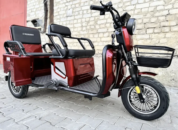 Триколісний електроскутер Crosser Transit TR-5 1200W 72V 24Ah Графенові АКБ 2 кошики електротрайк - изображение 2