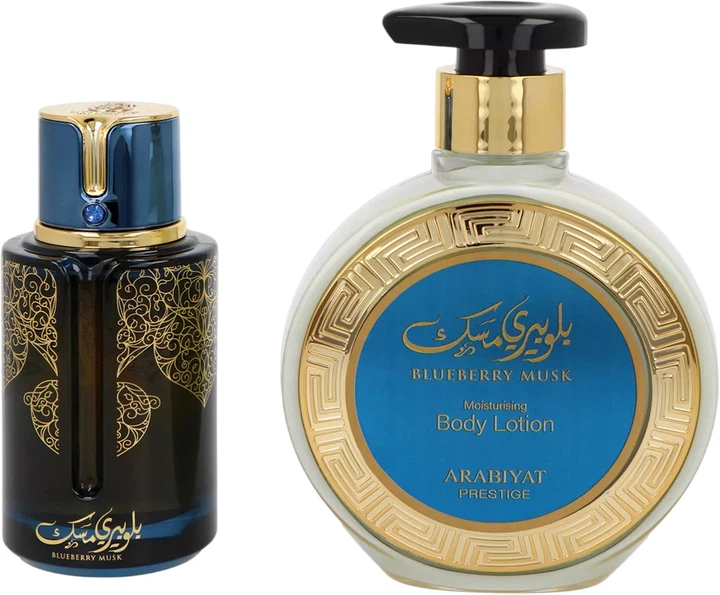 Zestaw unisex Arabiyat Blueberry Musk Woda perfumowana 100 ml + Balsam do ciała 300 ml (6290361912010) - Zdjęcie 2 Zestaw unisex Arabiyat Blueberry Musk Woda perfumowana 100 ml + Balsam do ciała 300 ml (6290361912010) - obraz 2
