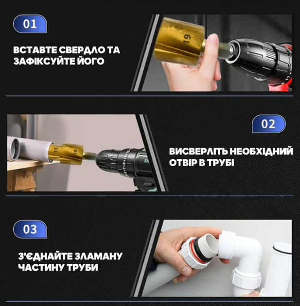 Набор сверл для фрезерования труб 3в1 - изображение 3