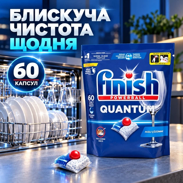 Таблетки для посудомоечных машин Finish Quantum All in 1 6 0 шт - изображение 2