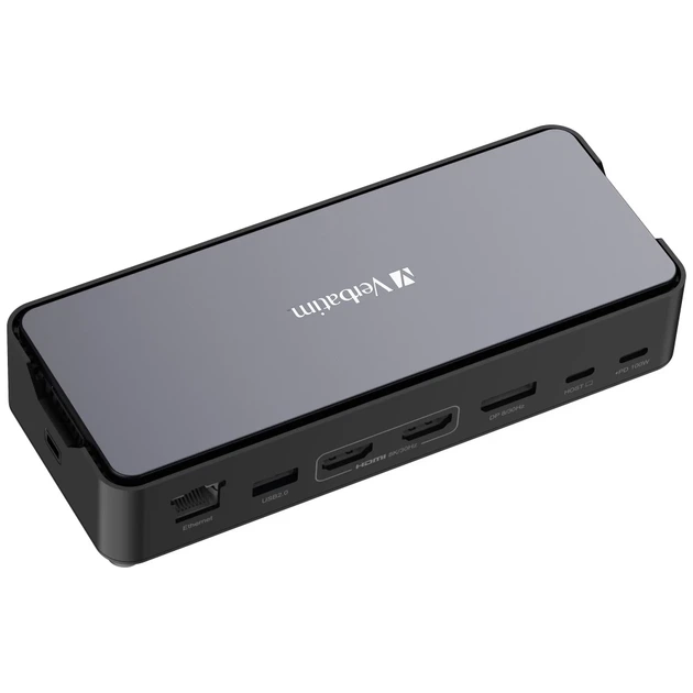 Док-станція Verbatim USB-C Pro 15в1 2xHDMI/RJ45/4xUSB-A/3xUSB-C/SD/microSD/Audio/DisplayPort/SSD Grey (32174) - зображення 2