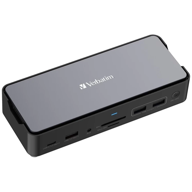Док-станція Verbatim USB-C Pro 15в1 2xHDMI/RJ45/4xUSB-A/3xUSB-C/SD/microSD/Audio/DisplayPort/SSD Grey (32174) - зображення 3