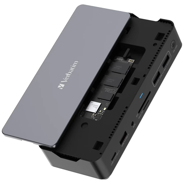 Док-станція Verbatim USB-C Pro 15в1 2xHDMI/RJ45/4xUSB-A/3xUSB-C/SD/microSD/Audio/DisplayPort/SSD Grey (32174) - зображення 7