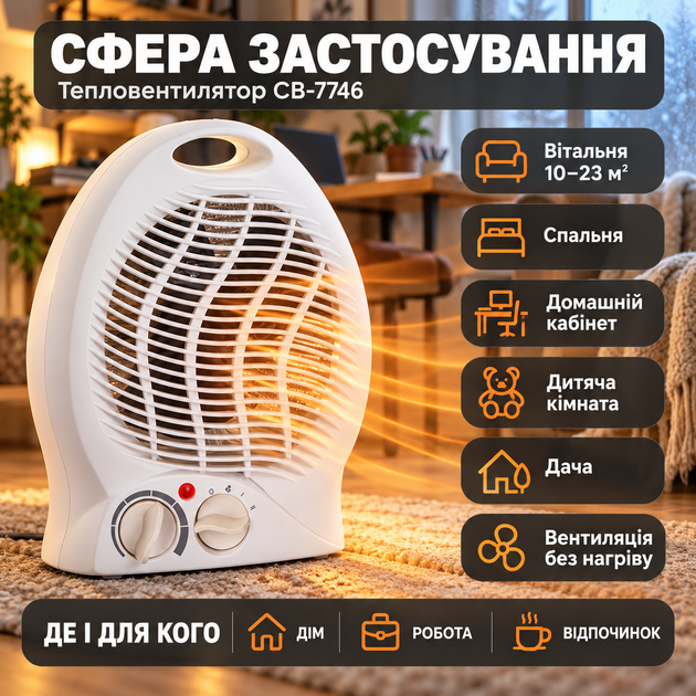 Обігрівач дуйчик CROWNBERG 2000 Вт обігрівач електричний дуйка тепловентилятори для дому дуйки з термостатом 3 режими роботи вентилятор без нагріву механічне керування для кімнати до 15 м2 - Фото 1 Обігрівач дуйчик CROWNBERG 2000 Вт обігрівач електричний дуйка тепловентилятори для дому дуйки з термостатом 3 режими роботи вентилятор без нагріву механічне керування для кімнати до 15 м2 - зображення 1