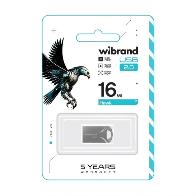 Флеш-память USB Wibrand Hawk 16 ГБ USB 2.0 с крышкой серебристая - Фото 2 Флеш-память USB Wibrand Hawk 16 ГБ USB 2.0 с крышкой серебристая - изображение 2