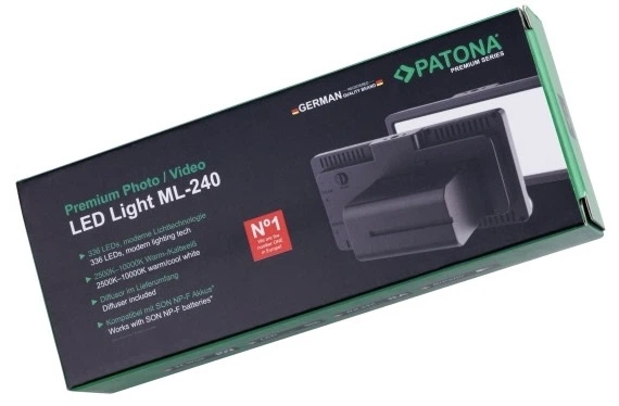 Накамерне світлодіодне світло PATONA Premium ML-240 Bi-Color 24W 336-LED NP-F (4055655253505) - Фото 8 Накамерне світлодіодне світло PATONA Premium ML-240 Bi-Color 24W 336-LED NP-F (4055655253505) - зображення 8