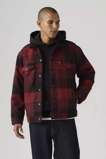 Чоловіча джинсова куртка Levi's 54(2XL) Чорно-червоний (159367) - зображення 3