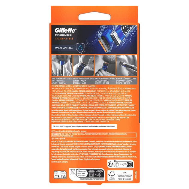 Тример-стайлер Gillette Fusion ProGlide All in One 4-в-1 для чоловіків водонепроникний тример для бороди та тіла бритва 3 насадки-гребені 2/4/6 мм - зображення 12