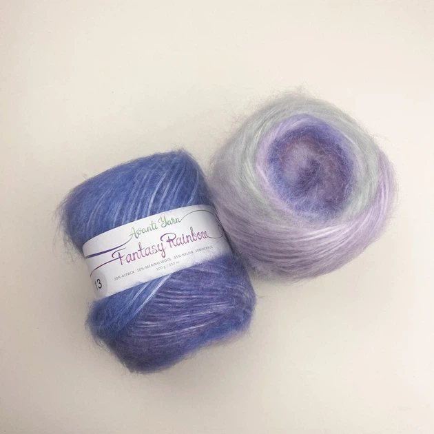 Пряжа Fantasy Rainbow AVANTI YARN для в'язання ткацтва меринос із альпакою вовна 100г 330м Лавандовий мікс Колір сіро-лавандовий (10310013) - изображение 2