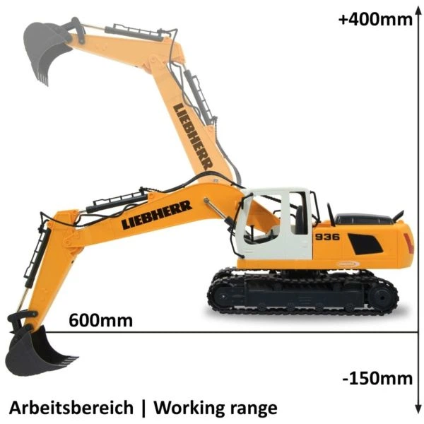 Екскаватор на радіокеруванні Liebherr R936 1:20 2,4GHz, жовтий, з грейфером та молотом Jamara 405112 - изображение 5