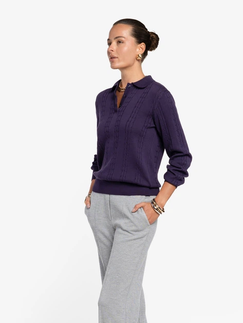 Поло жіноче Arber з довгим рукавом Polo Knit WFW1 WTR-245 XL фіолетовий (W10.35.49.633) - Фото 3 Поло жіноче Arber з довгим рукавом Polo Knit WFW1 WTR-245 XL фіолетовий (W10.35.49.633) - изображение 3