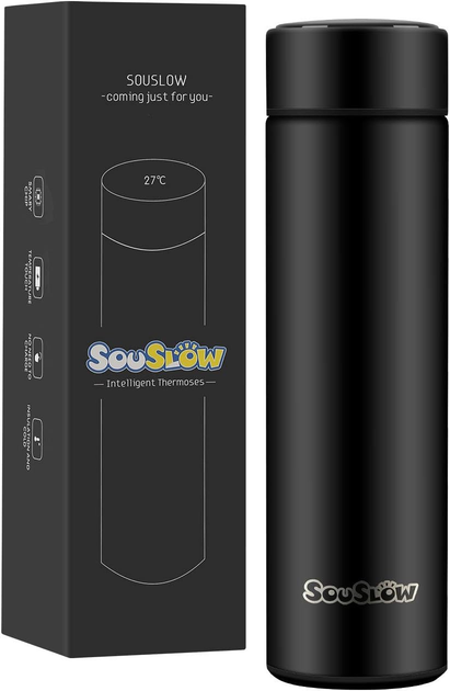 Термокружка SAUSLOW 500 мл с LED-дисплеем температуры, нержавеющая сталь 304, вакуумная, герметичная, черная - Фото 8 Термокружка SAUSLOW 500 мл с LED-дисплеем температуры, нержавеющая сталь 304, вакуумная, герметичная, черная - изображение 8