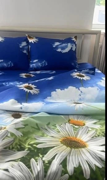 Комплект постільної білизни Tag Tekstil Полікоттон двоспальний Зелено-блакитний Ромашки TAG polycotton 2-sp-709 (70) - зображення 2