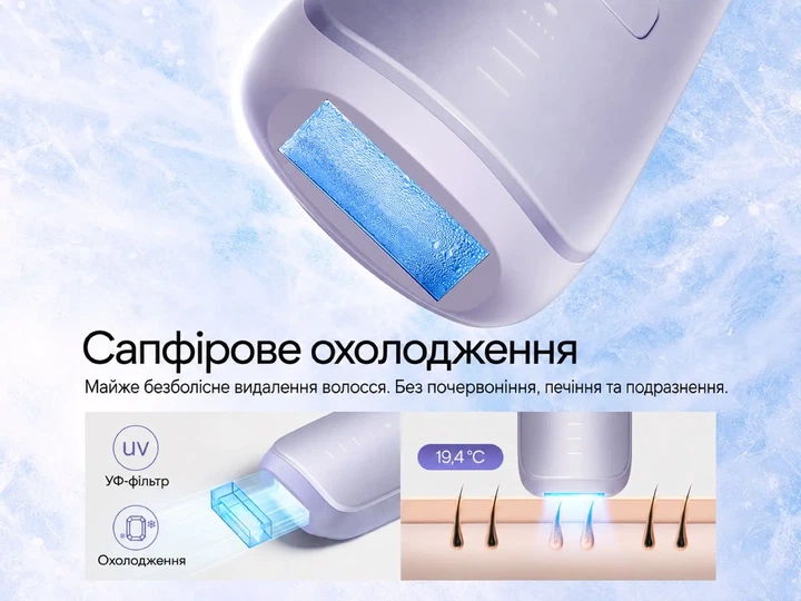 Фотоэпилятор ULIKE Air 3 IPL Lavander с охлаждением Sapphire Ice Cooling для безболезненной эпиляции - Фото 4 Фотоэпилятор ULIKE Air 3 IPL Lavander с охлаждением Sapphire Ice Cooling для безболезненной эпиляции - изображение 4