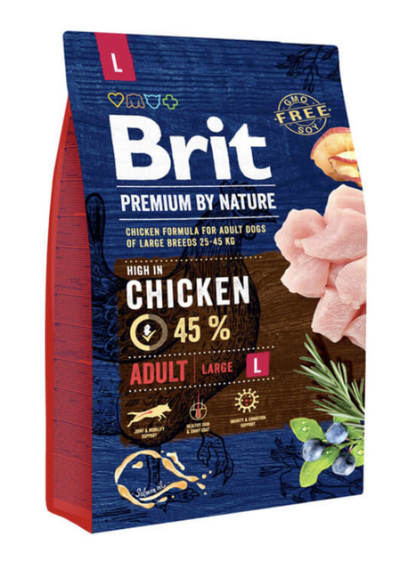 Сухий корм Brit Premium Dog Adult L Large Chicken для дорослих собак великих порід (25-45 кг) з куркою 3 кг - Фото 1 Сухий корм Brit Premium Dog Adult L Large Chicken для дорослих собак великих порід (25-45 кг) з куркою 3 кг - зображення 1