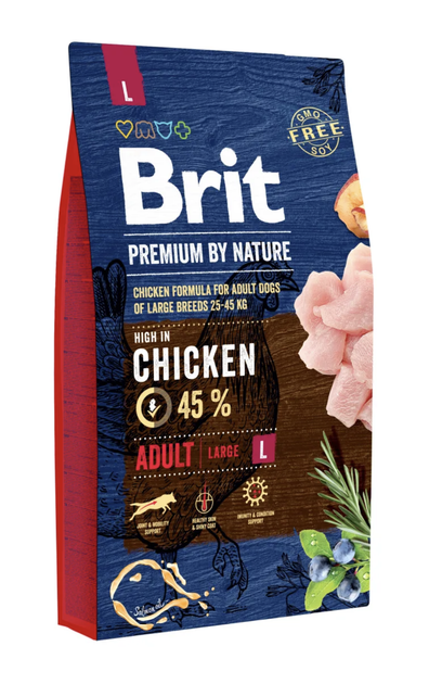 Сухий корм Brit Premium Dog Adult L Large Chicken для дорослих собак великих порід (25-45 кг) з куркою 8 кг - Фото 1 Сухий корм Brit Premium Dog Adult L Large Chicken для дорослих собак великих порід (25-45 кг) з куркою 8 кг - зображення 1
