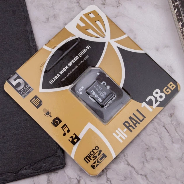 Карта памяти microSDXC 128 ГБ Hi-Rali UHS-3 U3 Class 10 с SD-адаптером - изображение 3