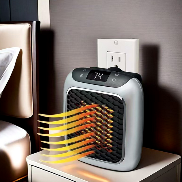 Мини-электрообогреватель 800 Вт с пультом управления и LED дисплеем Handy Heater Turbo серый - изображение 6