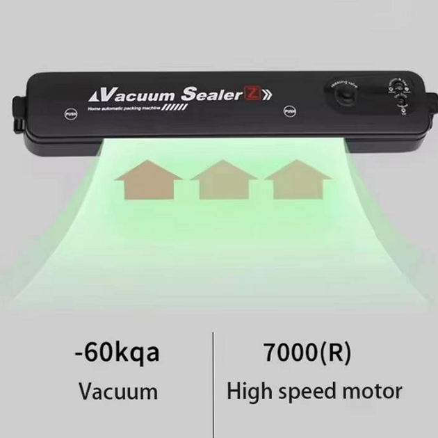 Вакууматор для упаковки продуктов с индикатором от сети 10 пакетов Vacuum Sealer YQ-688 черный - изображение 10