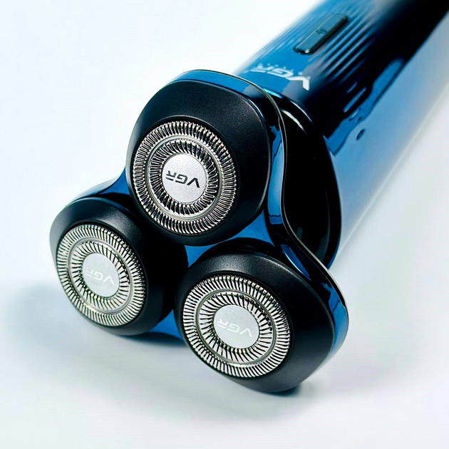 Электробритва 3 насадки IPX7 LED дисплей VGR V-303 черно-синий - изображение 5