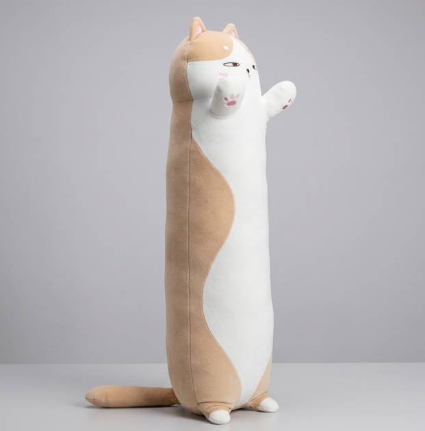 Мягкая Игрушка Кот Батон 110 см, Плюшевый Котик с примпруженными Очиха, Бежевый - изображение 2