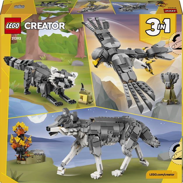 Конструктор LEGO Creator Лесные животные: Серый волк 657 элемента (31393) - Фото 10 Конструктор LEGO Creator Лесные животные: Серый волк 657 элемента (31393) - изображение 10