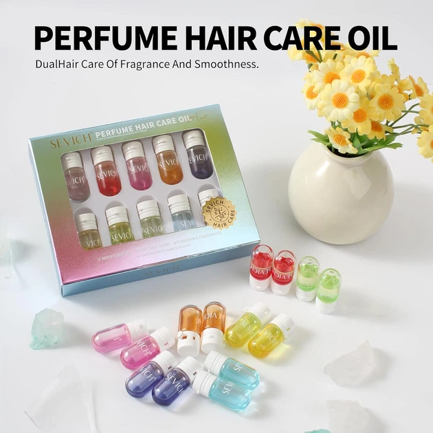 SEVICH Perfume Hair Oil 10 × 1,5 мл 15 мл Парфумована олія для волосся Севіч з кератином для зволоження, блиску та контролю пухнастості - зображення 6