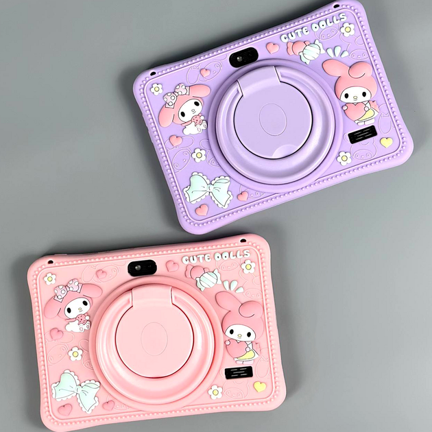 Планшет дитячий 7 дюймів HD для навчання та розваги MLD Cute Dolls силіконовий чохол бузковий - зображення 3