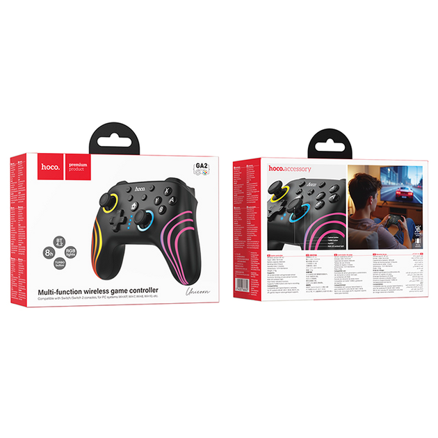 Беспроводной геймпад для Switch 1 2 800 мАч ABS пластик 15710656 мм Hoco GA2 Unicorn черный - Фото 2 Беспроводной геймпад для Switch 1 2 800 мАч ABS пластик 15710656 мм Hoco GA2 Unicorn черный - изображение 2