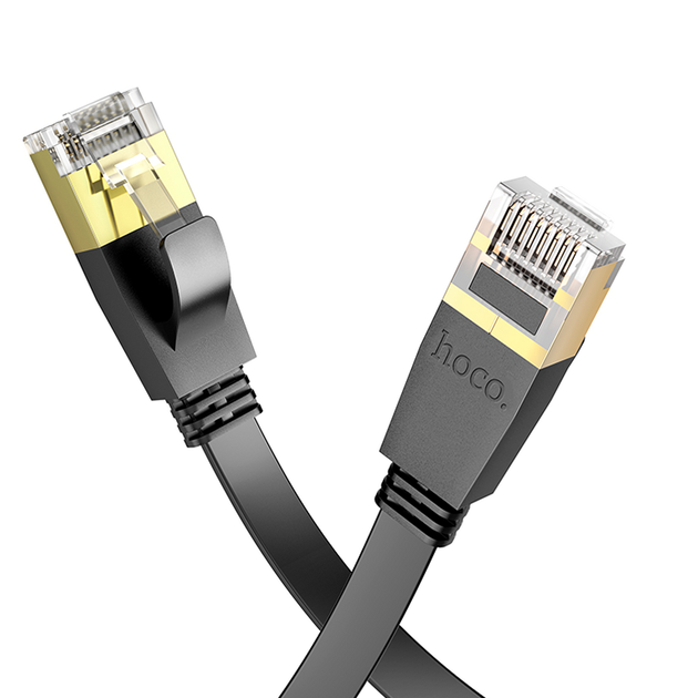Кабель сетевой патч-корд 10м Gigabit Ethernet RJ45 чистая медь Hoco US07 черный - изображение 3