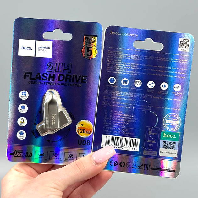 USB флешка 128Gb USB3.0 Type-C Скоростная Hoco UD8 - изображение 3