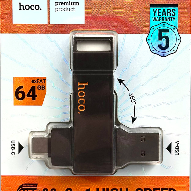 Флешка USB 64Gb USB3.2 Type-C Скоростная Hoco UD15 - изображение 2