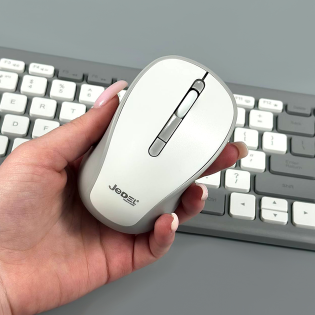 Бездротова клавіатура та 3D мишка 99 клавіш DPI 800-1200 Jedel WS739 Бузковий - зображення 6