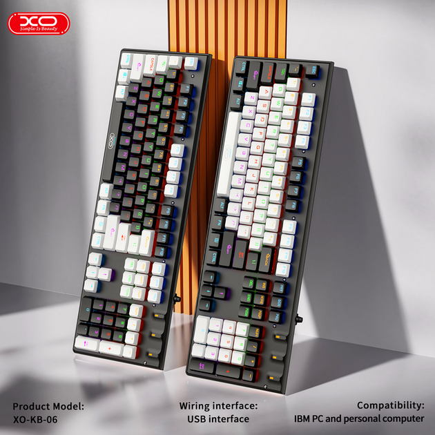 Проводной комплект клавиатура и мышь совместимость с IBM PC 104 клавиш USB XO KB-06 черный - изображение 7