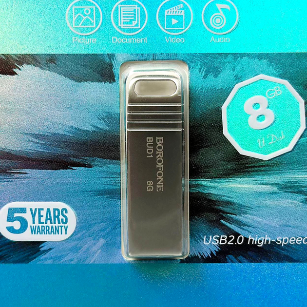 USB флешка 8Gb USB2.0 накопитель информации Borofone BUD1 - изображение 3