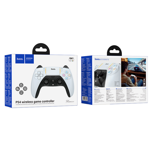 Бездротовий геймпад для PS4 PS5 800 мА·год 3D-датчик пришвидшення і гіроскоп Hoco GA1 Phoenix білий - зображення 2