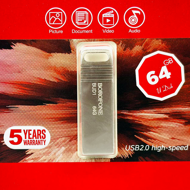 USB флешка 64Gb USB2.0 накопитель информации Borofone BUD1 - Фото 2 USB флешка 64Gb USB2.0 накопитель информации Borofone BUD1 - изображение 2