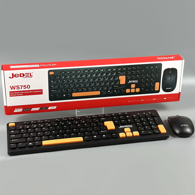 Клавіатура бездротова 3D мишка Jedel WS750 Dual mode розмір 43212526 мм вага 455 г чорний - зображення 2