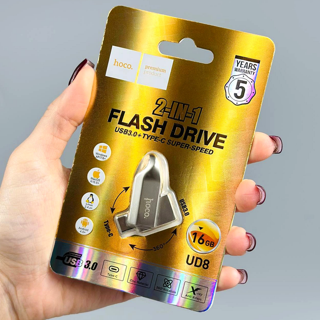 USB флешка 16Гб USB3.0 Type-C скоростная Hoco UD8 - изображение 3