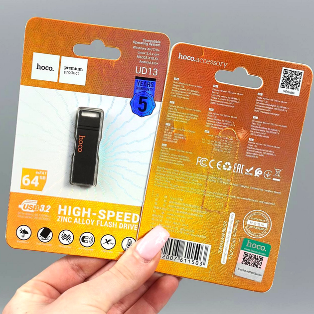 USB флешка 64ГБ USB 3.2 для хранения данных Hoco UD13 - изображение 3