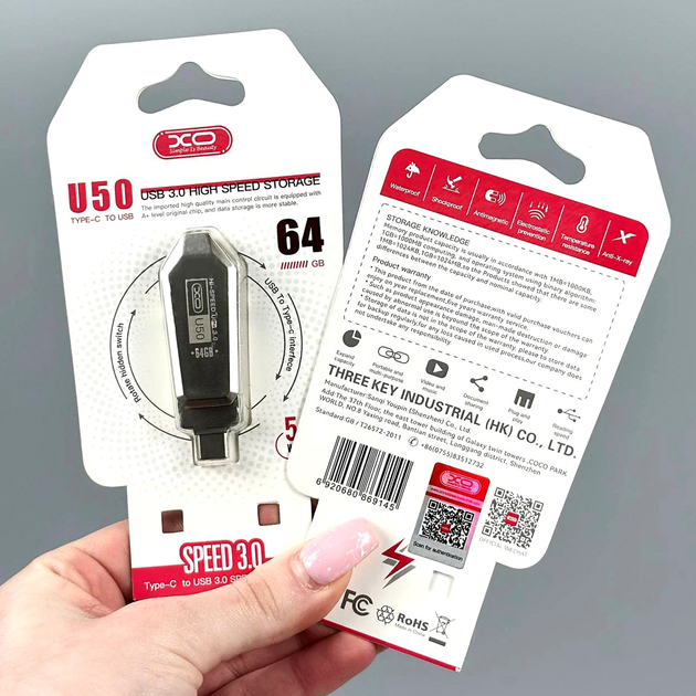 USB-флешка 64Gb USB3.0 Type-C Швидкісна XO U50 - зображення 3