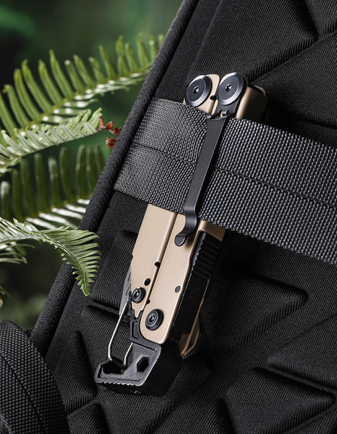 Мультитул 25-в-1 Multitool Pliers карманный туристический с плоскогубцами ножом кусачками отвертками битами и чехлом, песочно-бежевый - изображение 9